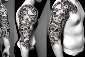 skull tattoo on biceps tattoo idea