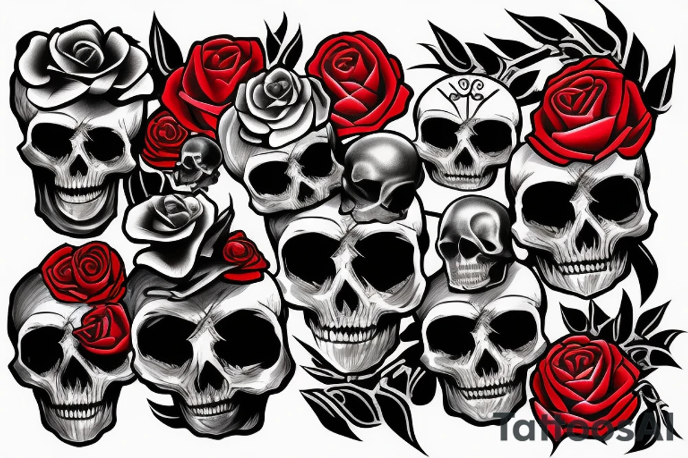 black skull with red eyes tattoo idea