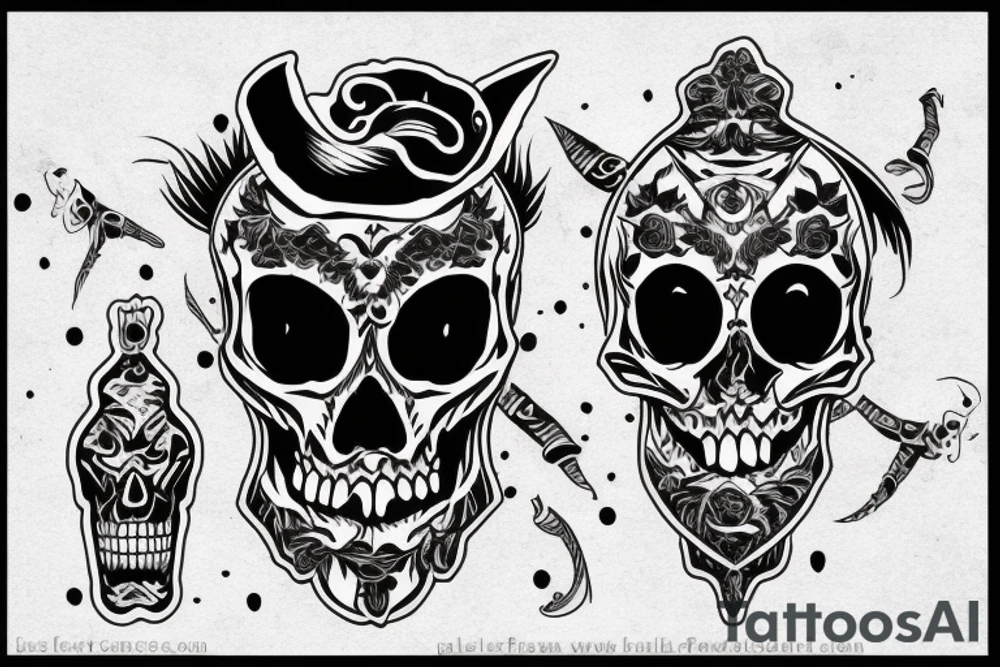 black skull with red eyes tattoo idea