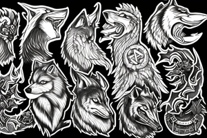 The wolf Fenrir and the two ravens of Odin tattoo idea