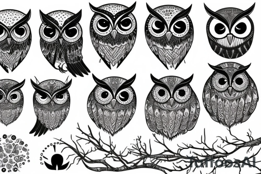 Owl and moon tattoo idea