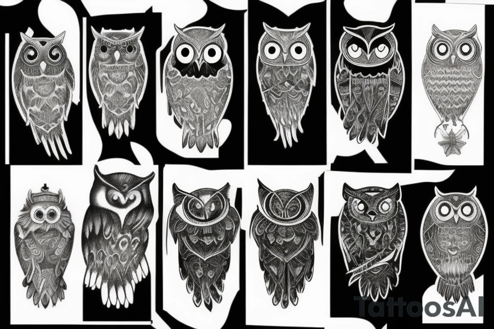 Owl and moon tattoo idea