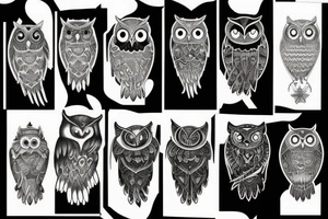 Owl and moon tattoo idea