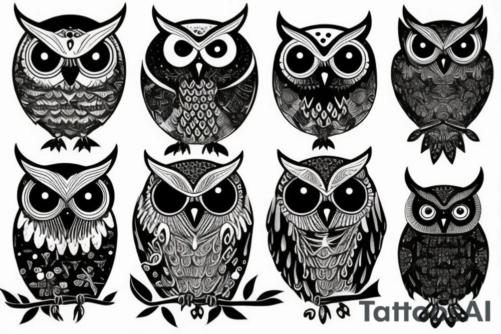 Owl and moon tattoo idea