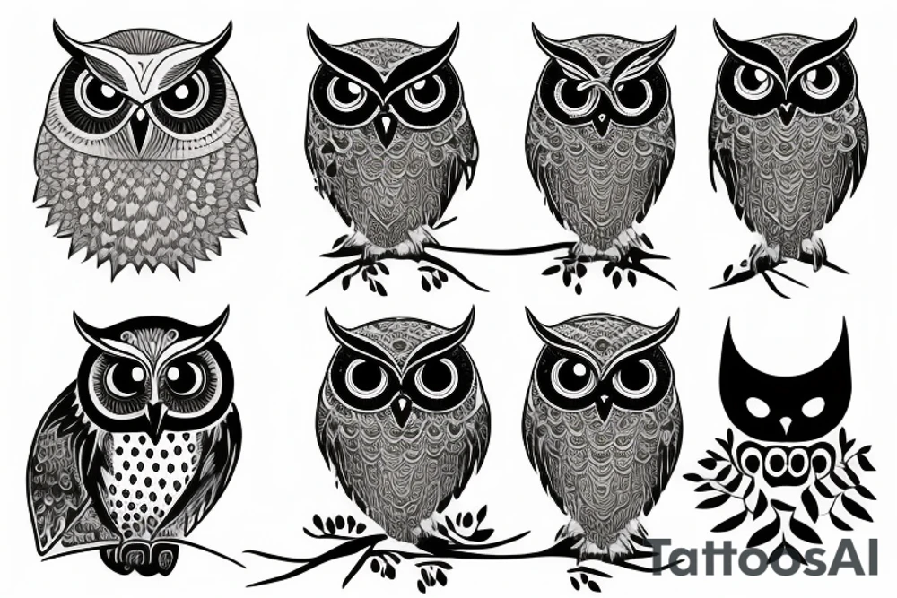 Owl and moon tattoo idea