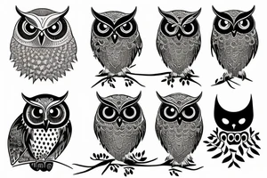 Owl and moon tattoo idea