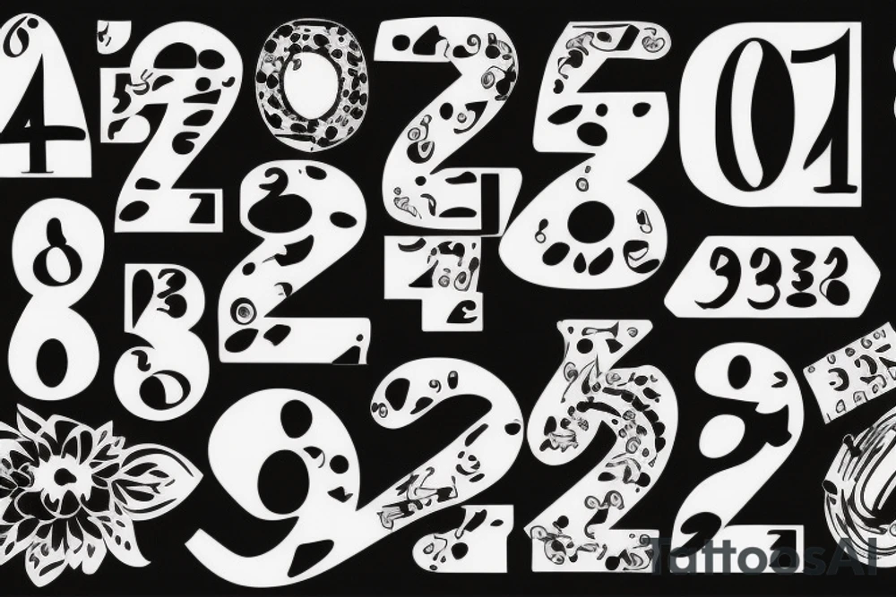 simple design including the numbers 102823 using lines tattoo idea