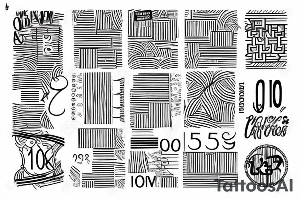 simple design including the numbers 102823 using lines tattoo idea