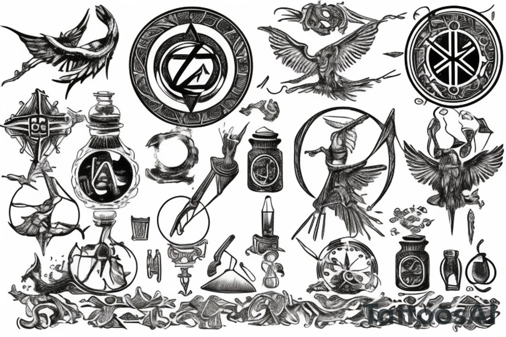 Alchemy, esoteric, Hermes trismegistus tattoo idea