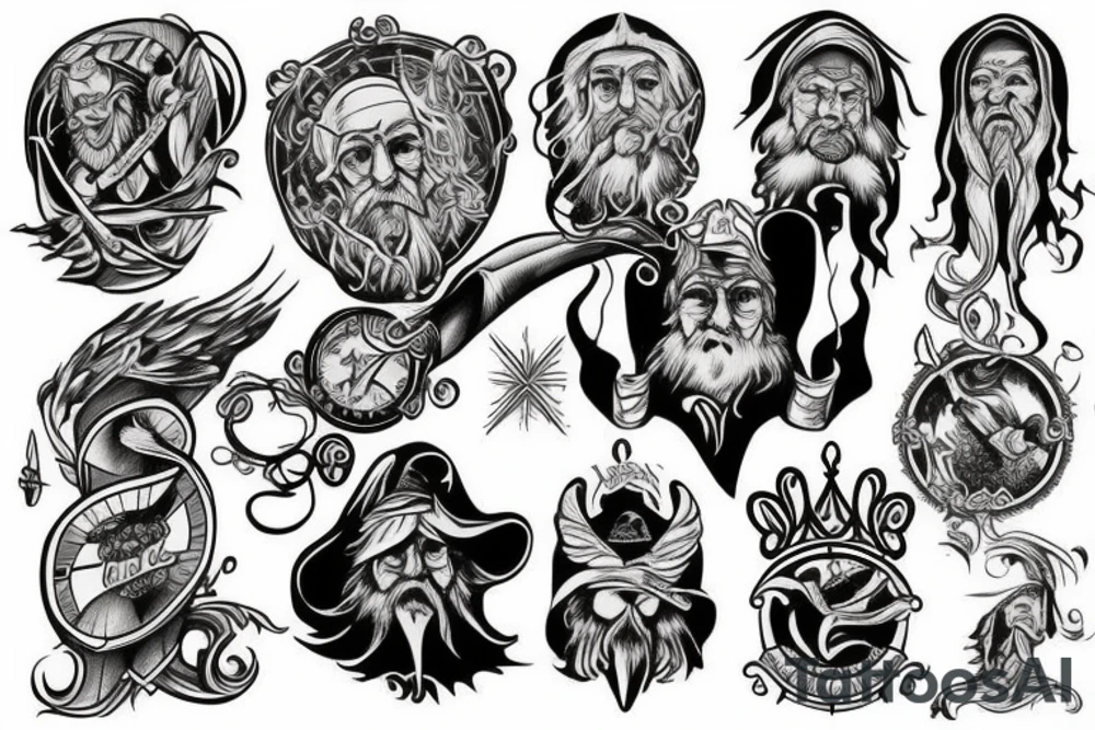 Wizard in robes tattoo idea