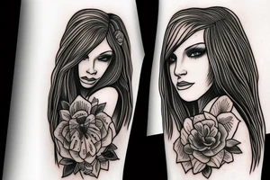 Angel with long hair, sitting tattoo idea