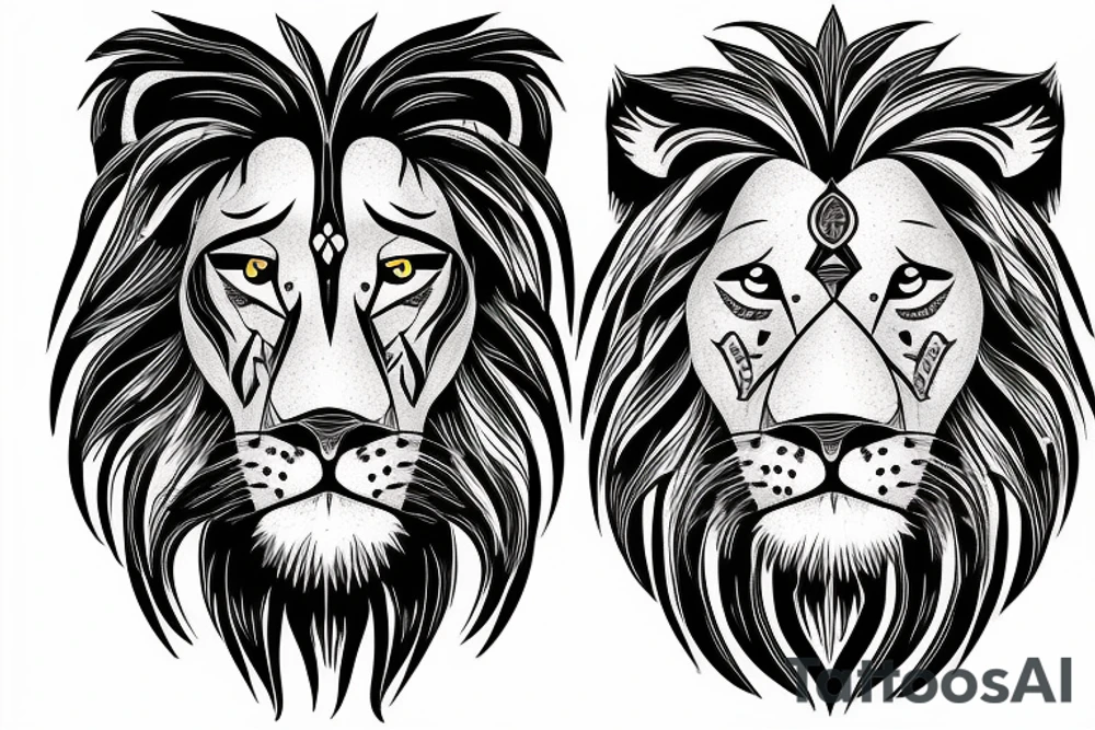 Realistically lion in music tattoo idea