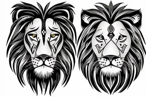 Realistically lion in music tattoo idea