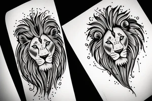 Realistically lion in music tattoo idea