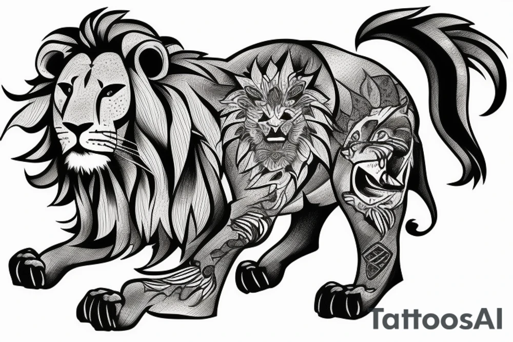 Lion roaring, half sleeve tattoo idea