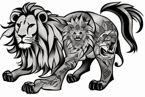 Lion roaring, half sleeve tattoo idea