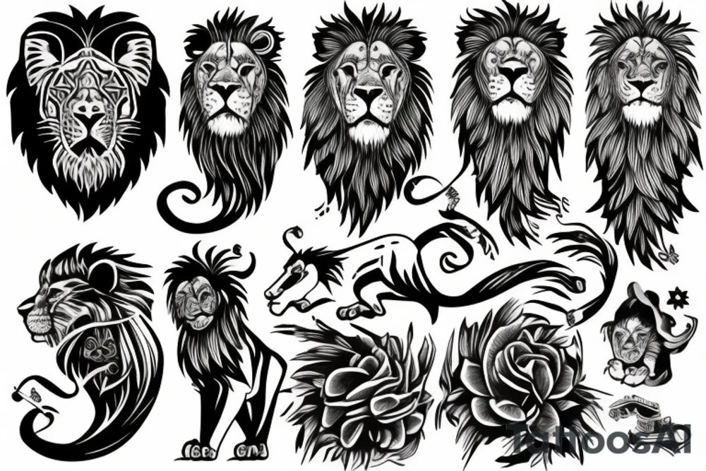 Lion roaring tattoo idea