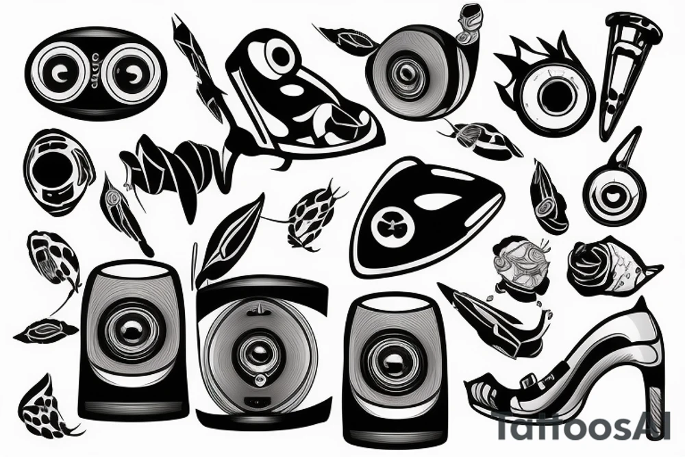 Speaker with vibrating sound tattoo idea