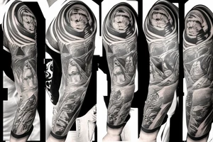 Speaker on a tape recorder, half sleeve arm tattoo idea