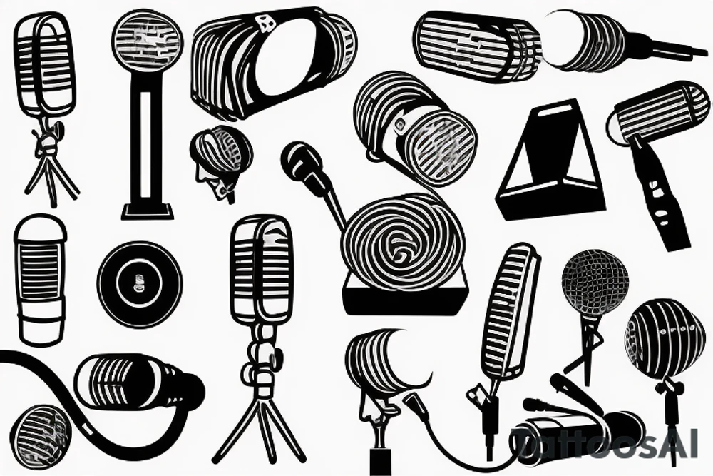 Loudspeaker, microphone, cable, music, half sleeve tattoo idea