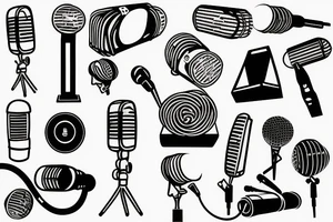 Loudspeaker, microphone, cable, music, half sleeve tattoo idea