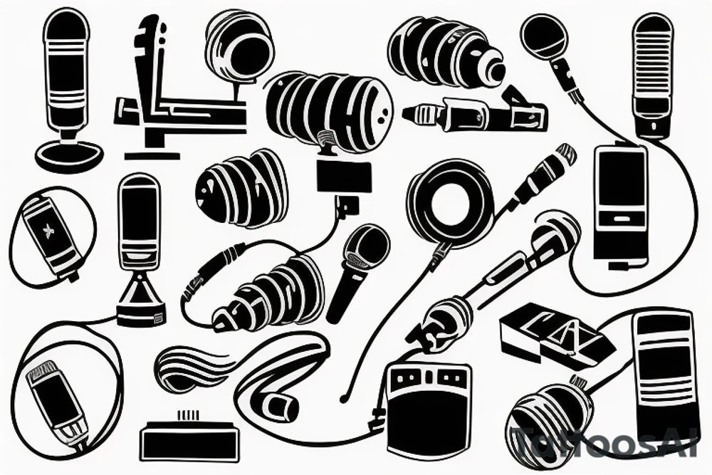 Loudspeaker, microphone, cable, music, half sleeve tattoo idea