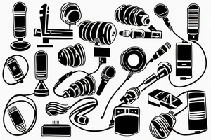 Loudspeaker, microphone, cable, music, half sleeve tattoo idea
