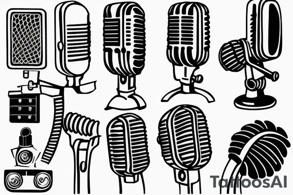 Vintage microphone tattoo idea