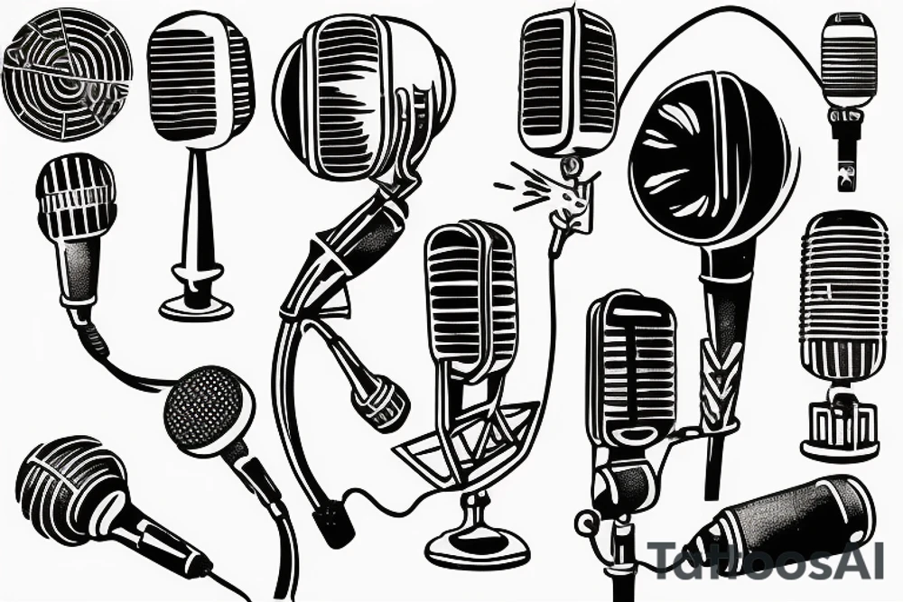 Vintage microphone tattoo idea