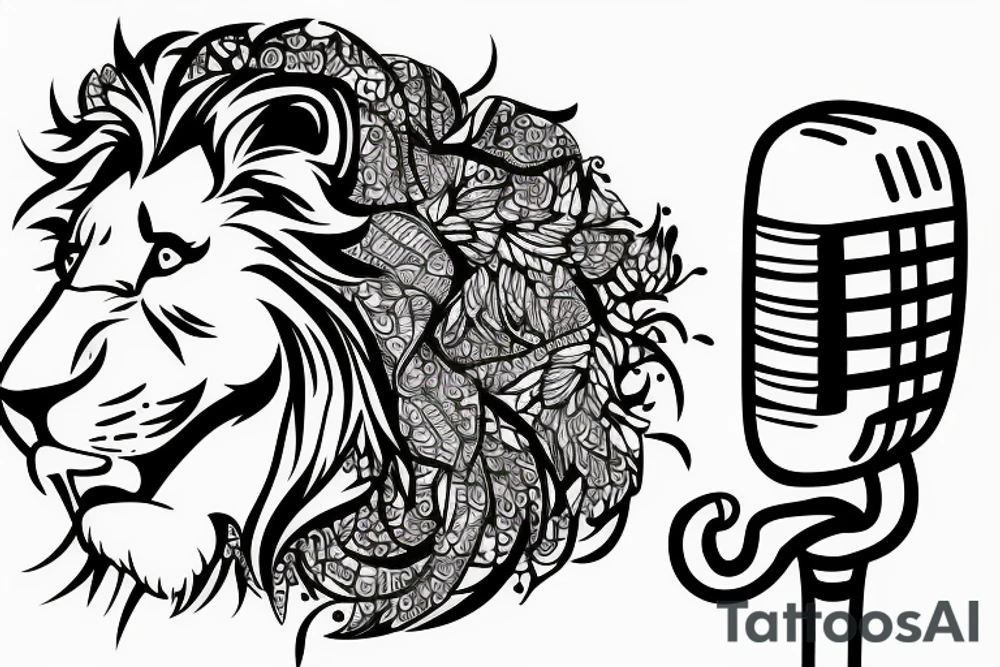 A lion with a microphone tattoo idea