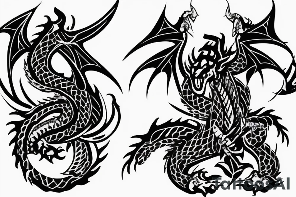 A dragon wearing a BJJ kimono with a reference to poker tattoo idea
