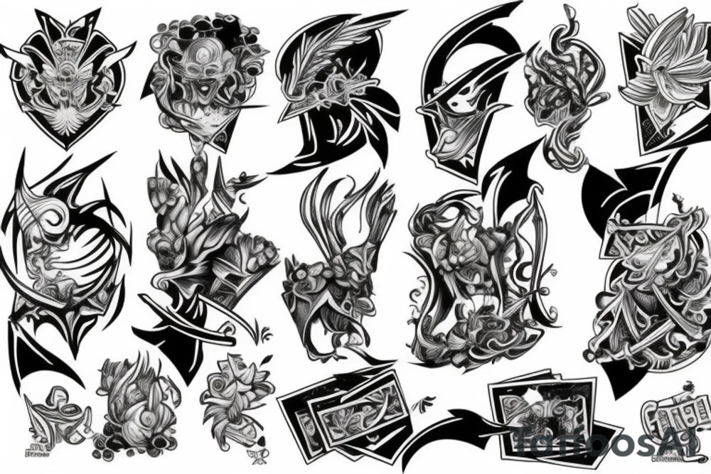 Two cards fighting tattoo idea
