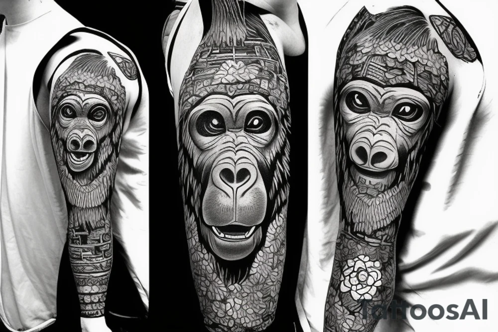 Gorilla wearing a kimono tattoo idea