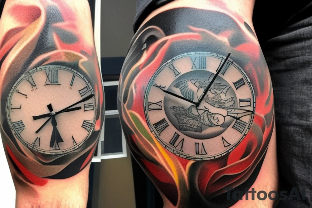 Marine Corps Elements: Surrounding the clock face, you could incorporate elements related to the Marine Corps. These could include tattoo idea