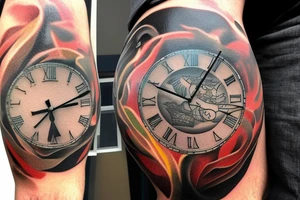 Marine Corps Elements: Surrounding the clock face, you could incorporate elements related to the Marine Corps. These could include tattoo idea