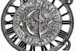 Clock face with arabic numerals with the Marine Corps Eagle, globe and Anchor around it tattoo idea