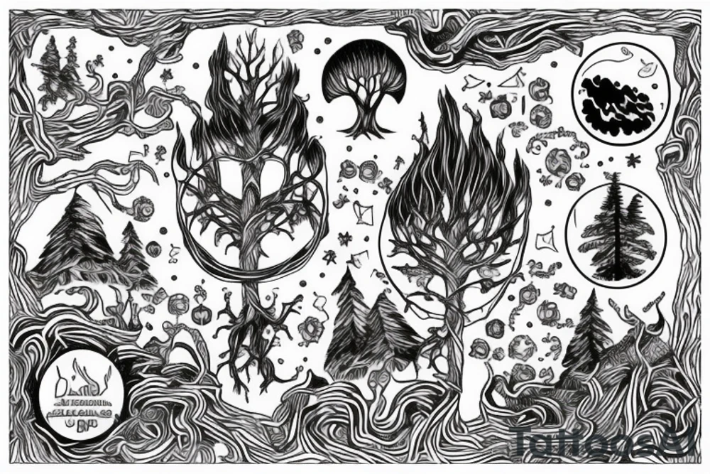 yggdrasil with long roots tattoo idea