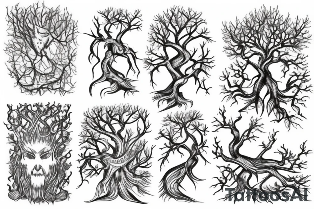 yggdrasil with long roots tattoo idea
