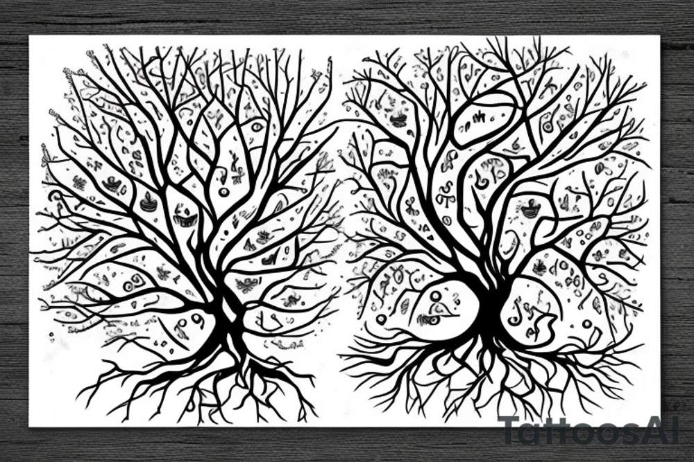 norse tree with long roots tattoo idea