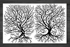 norse tree with long roots tattoo idea