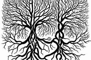 tree of life with long roots tattoo idea