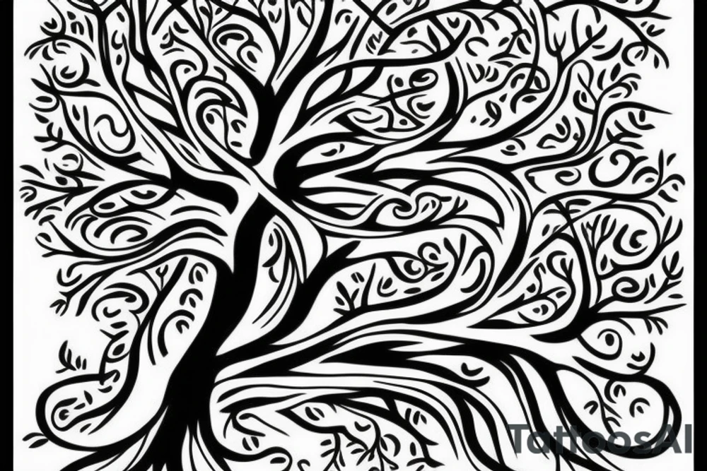 tree of life with long roots tattoo idea