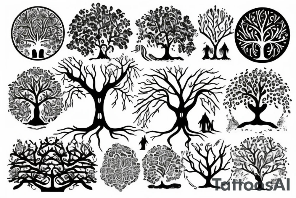 tree of life with long roots tattoo idea