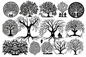 tree of life with long roots tattoo idea