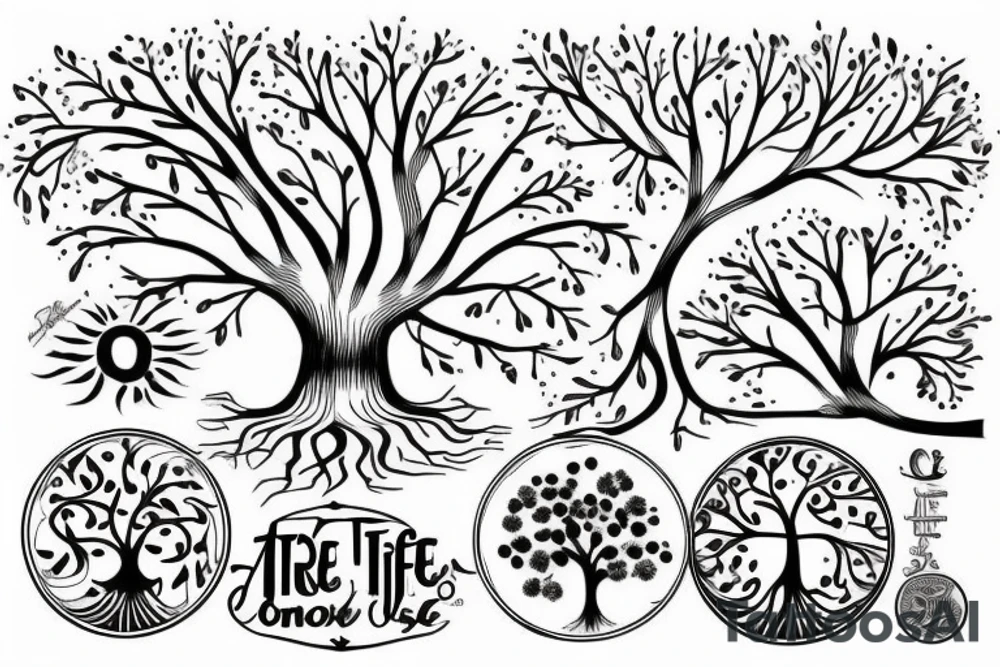 tree of life with long roots tattoo idea