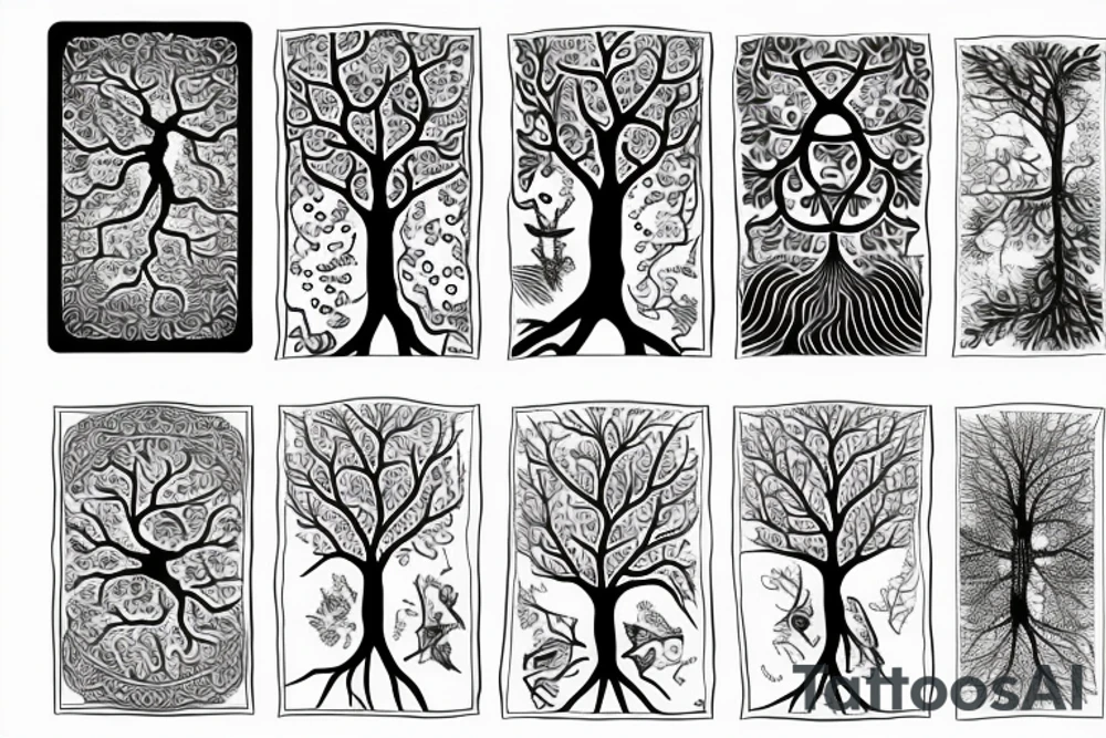 tree of life with long roots tattoo idea