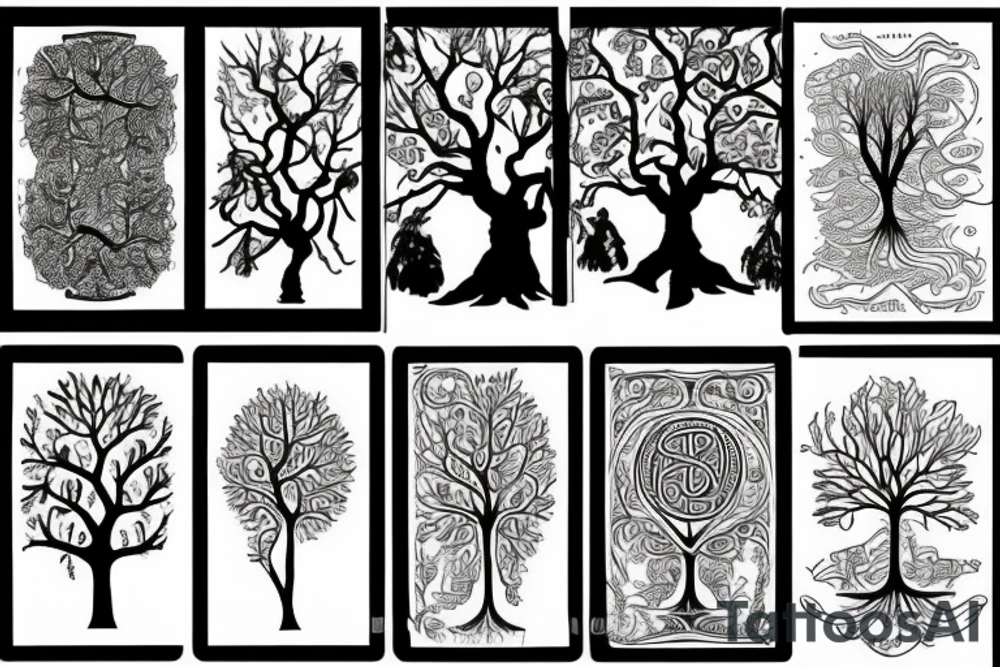 tree of life with long roots tattoo idea