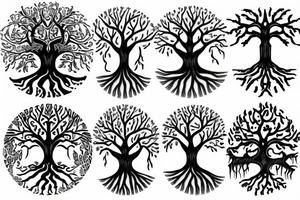 tree of life with long roots tattoo idea