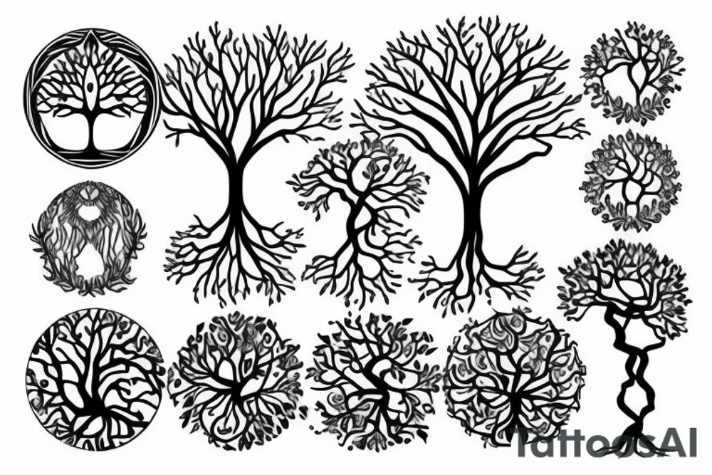 tree of life with long roots tattoo idea