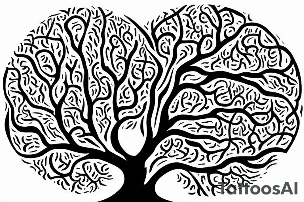 tree of life with long roots tattoo idea